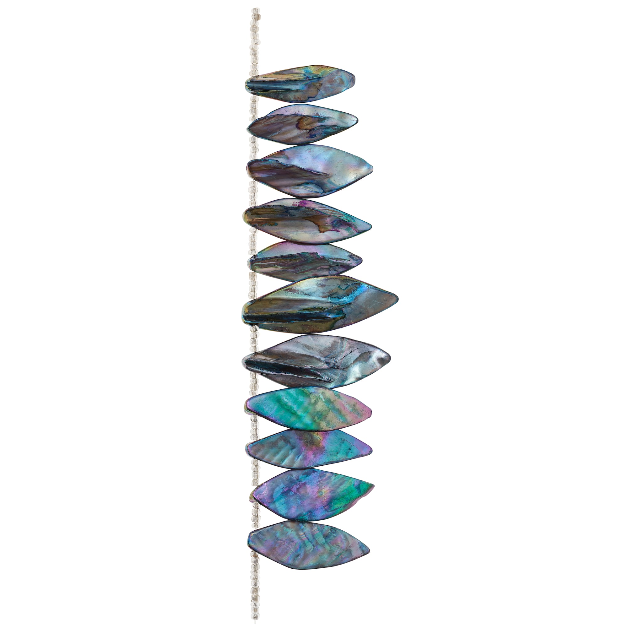 12 Pack: Aurora Borealis Shell Leaf Beads by Bead Landing™